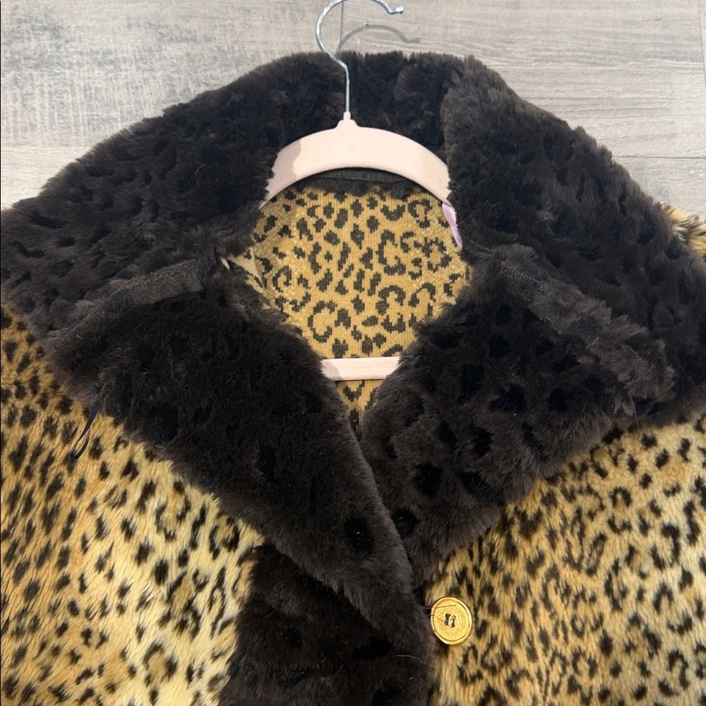 Leopard Print Faux Fur Vintage Coat - Picture 6 of 10